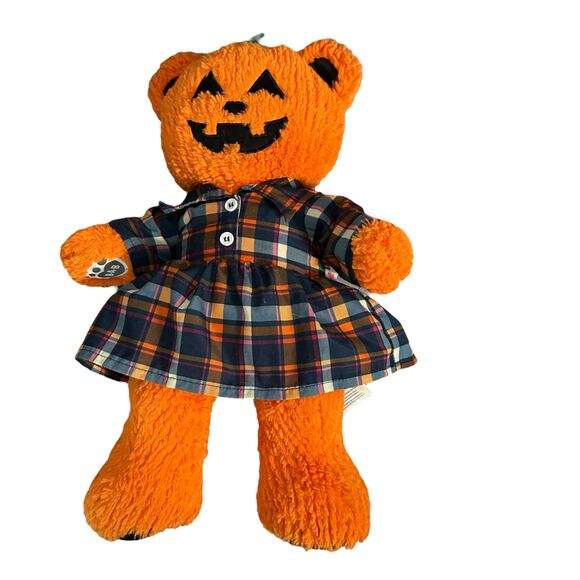 Build A Bear Orange Pumpkin Bear Glow Light Up Halloween 17" Plush Retired